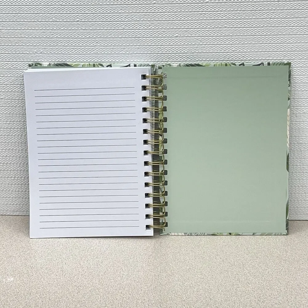 BLESSED Lined Hardcover Journal Notebook Green Gold Leaf Allover Print